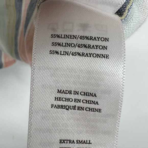 Rails Thea Top Women's Sze XS Biarritz Multi Stripe Tie Front V-Neck Linen Blend - Picture 11 of 12